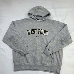 Vintage West Point Hoodie Sweatshirt Mens Large Gray NCAA Nike Center Swoosh